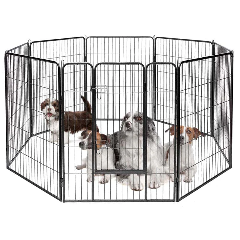 40Quot 168 Panel Pet Playpen With Door Foldable Dog Exercise Pen Metal Dog Puppy Cat Fence Barrier Kennel