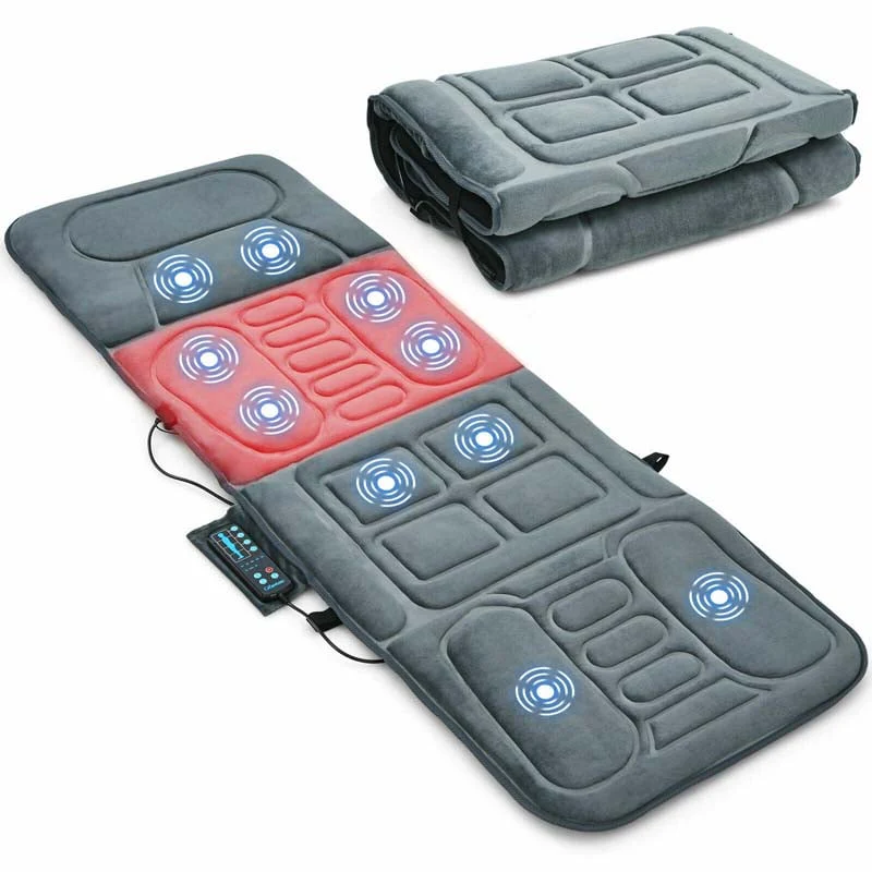 Foldable Heated Massage Pad Portable Massage Mat With 10 Vibration Motors Full Body Massage Mattress Massager Cushion For Back Pain Relief