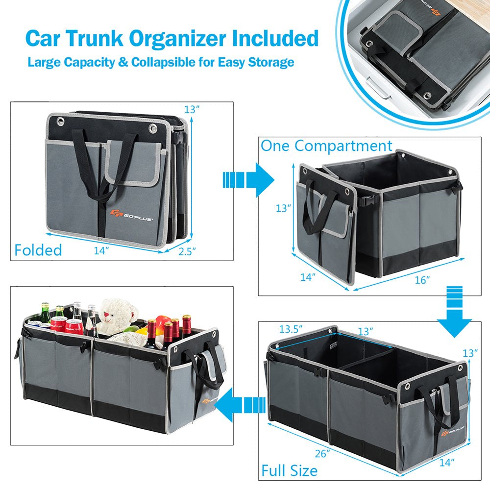 Goplus 14 Cubic Feet Cargo Box Dual Sided Opening Rooftop Carrier W/Car Trunk Organizer