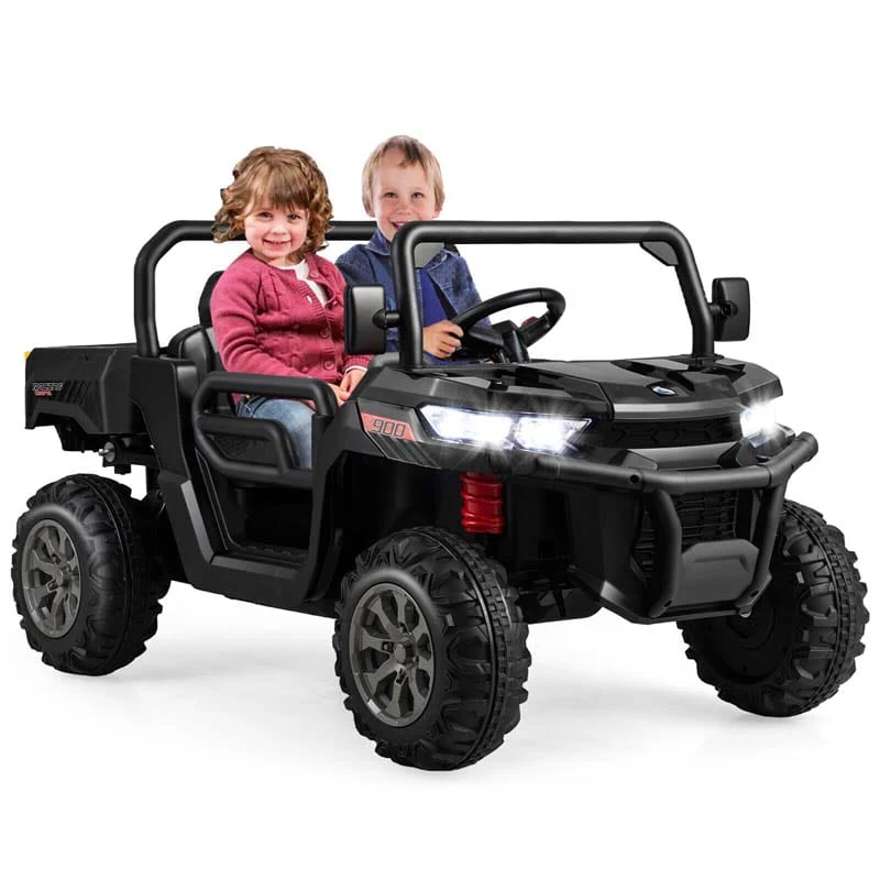 2 Seater Kids Ride On Car 12V Battery Powered Off Road Utv Dump Truck With Electric Dump Bed Amp Shovel