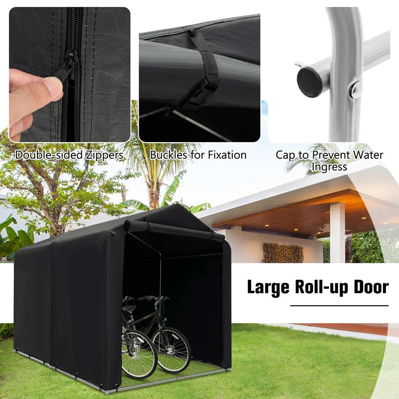 7 X 52 Ft Outdoor Storage Shelter With Waterproof Cover Heavy Duty Portable Storage Tent For Bikes Garden Tools Motorcycles - Durable Tools For Home Projects