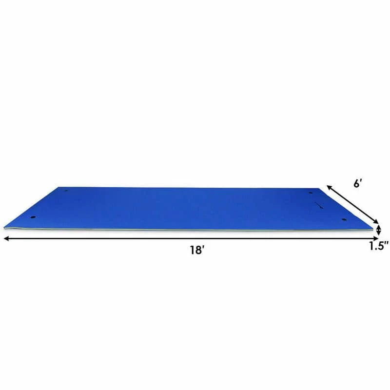 18 X 6 Ft Floating Water Pad 3 Layer Xpe Foam Water Mat With Rolling Pillow Floating Island For River Lake Ocean