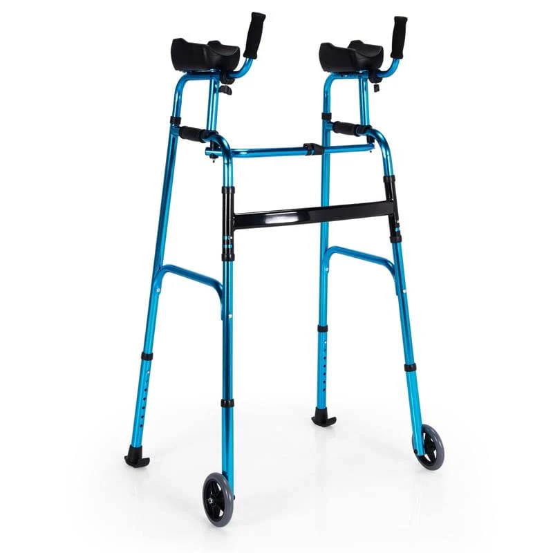 Foldable Standard Walker 440Lbs Walking Mobility Aid With 5Quot Wheels Amp Removable Padded Armrests