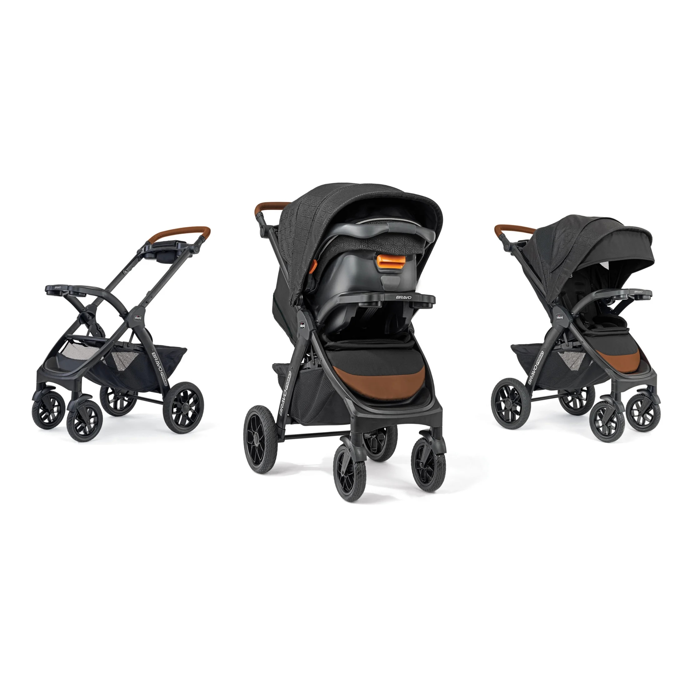 Chicco Bravo Primo Trio Travel System Stroller with KeyFit 35 Zip Infant Car Seat - Springhill (Black), New