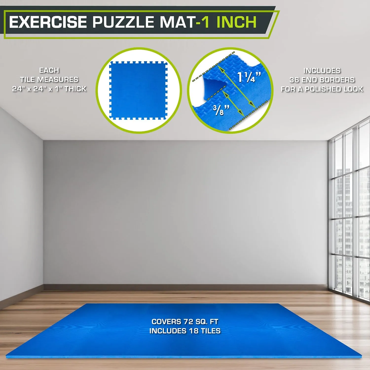 Extra Thick Puzzle Exercise Mat ??? and 1", EVA Foam Interlocking Tiles for Protective, Cushioned Workout Flooring for Home and Gym Equipment