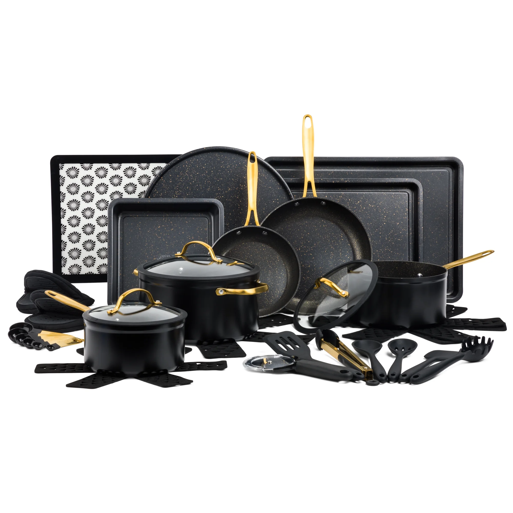 Thyme & Table 32 Piece Cookware & Bakeware Non Stick Set, Black