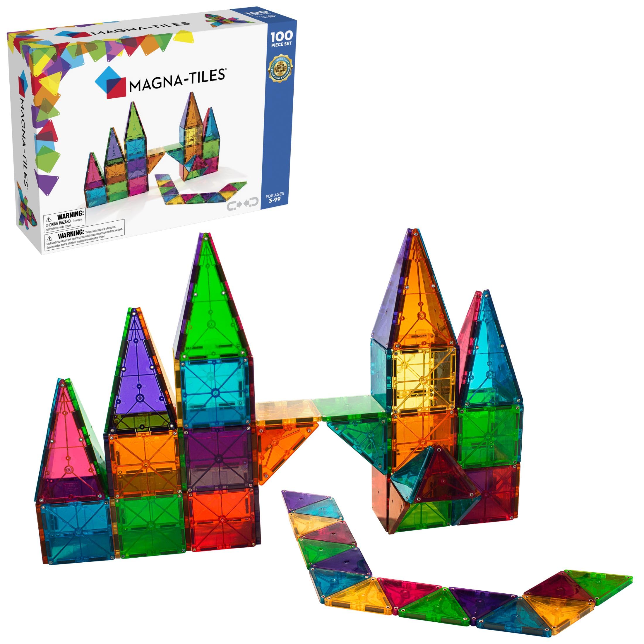 Magna Tiles 100 Piece Clear Colors Award Winning