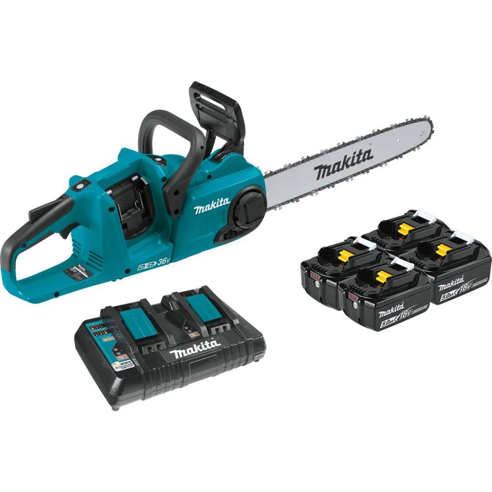 18-Volt X2 (36-Volt) LXT Lithium-Ion Brushless Battery 16 in. Chain Saw Kit with 4 Batteries (5.0 Ah) XCU04PT1