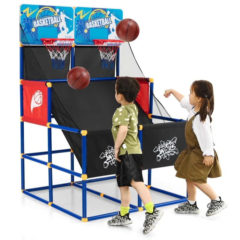 Kids Basketball Arcade Game Toy Set Dual Shot Basketball Game For 2 Players With 4 Balls Amp Inflation Pump - High Quality Set For Everyday Use