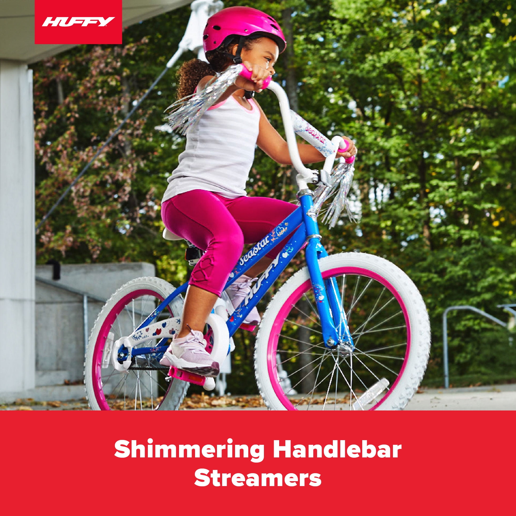Huffy Sea Star Kids Bike, 20��� Wheels, Ages 5-12, Blue/Pink, Steel Frame, Coaster Brake, Streamers