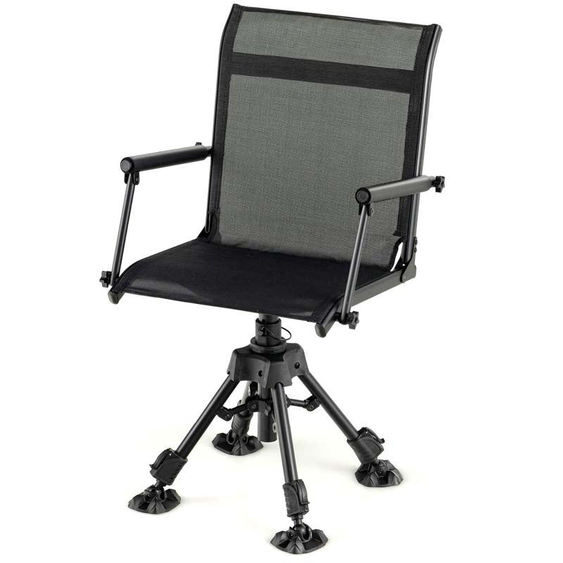 360Deg Swivel Silent Folding Hunting Blind Chair For Shooting Fishing Portable Sniper Seat With 4 Adjustable Legs All Terrain Foot Pads - Comfortable And Ergonomic Design