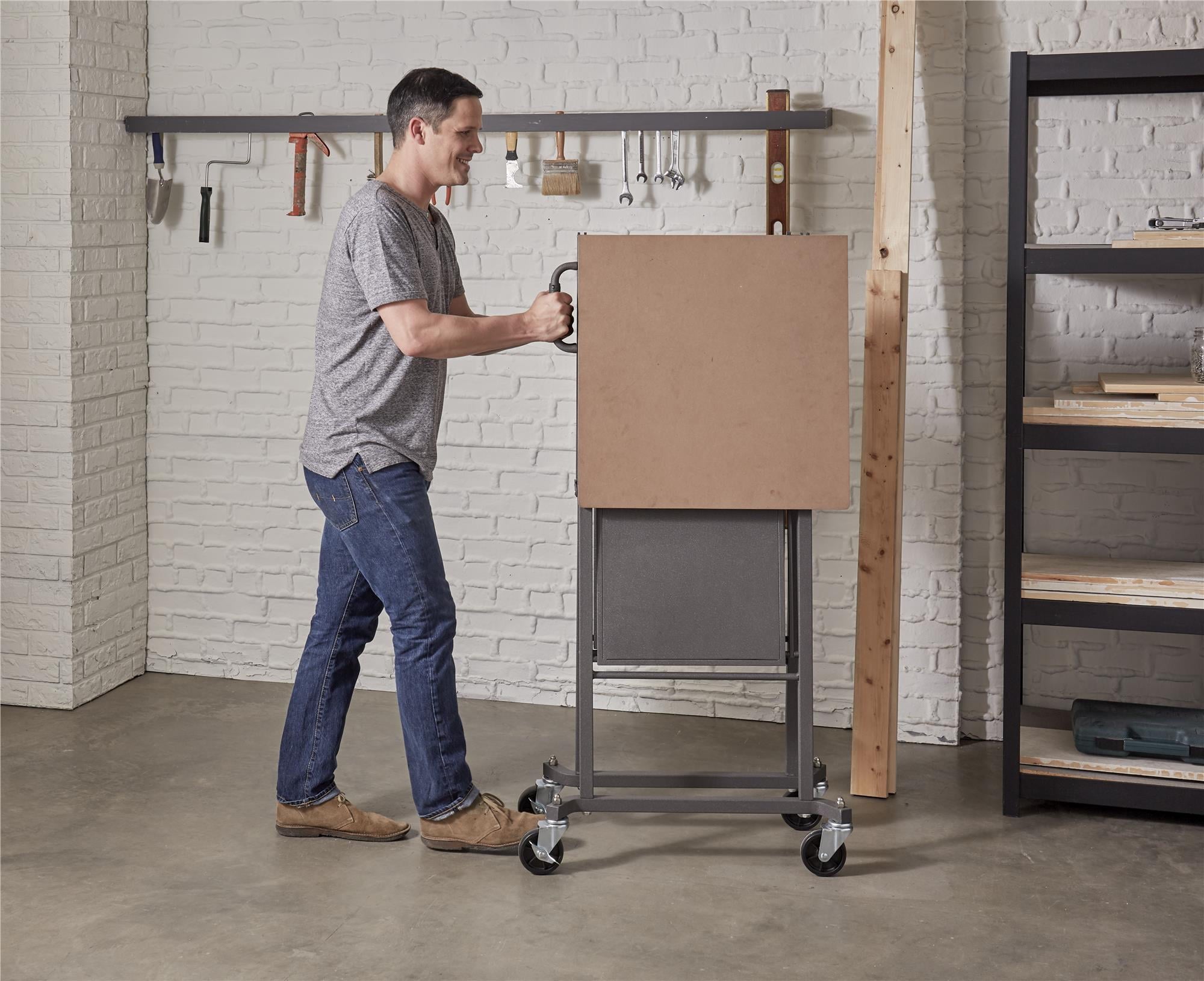 COSCO SmartFold Portable Workbench / Folding Utility Table with Locking Casters, 600 lb. Capacity, 51.4