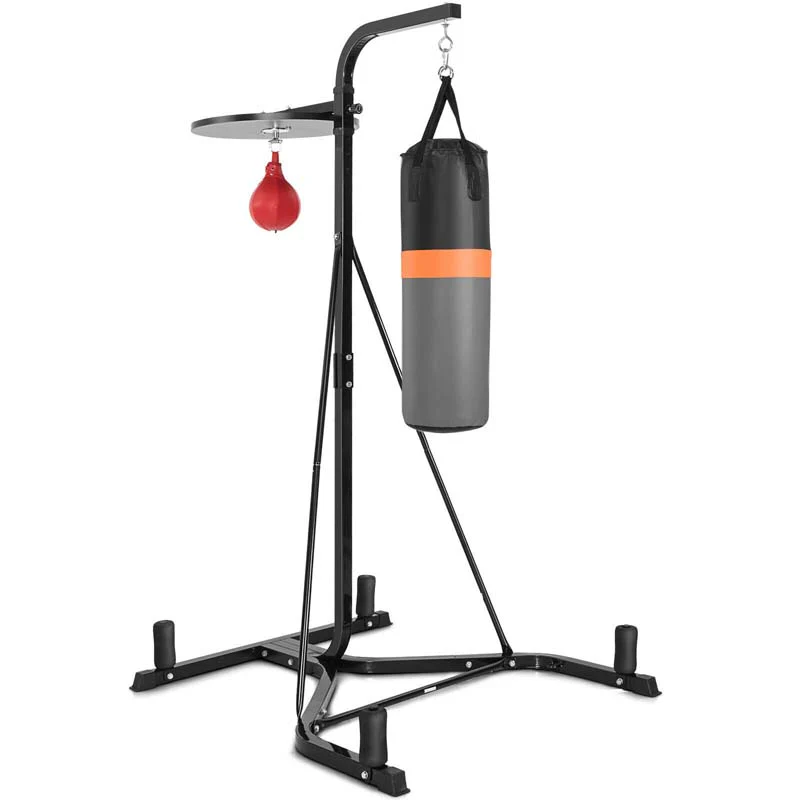 2 In 1 Height Adjustable Boxing Stand With Filled Punching Bag Amp Speed Ball Heavy Duty Free Standing Boxing Station For Home Gym