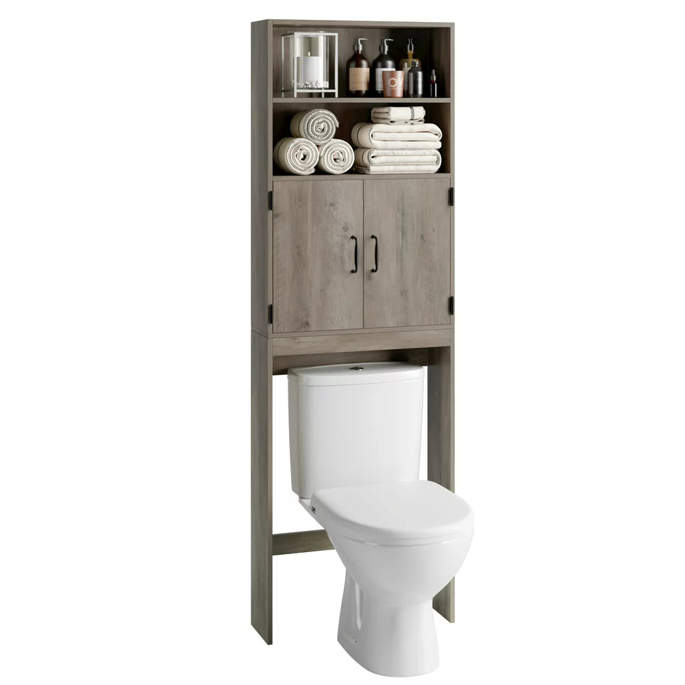 Homfa over Toilet Storage Rack, Bathroom Storage Cabinet over Toilet with 4 Tier Shelves and 2 Doors