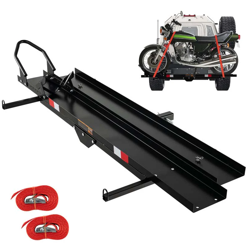 600Lbs Motorcycle Hitch Carrier Fit Up To 75Quot Wide Tire Motorcycle Carrier Hitch Mount Wloading Ramp Dirt Bike Trailer Heavy Duty Motorcycle Rack