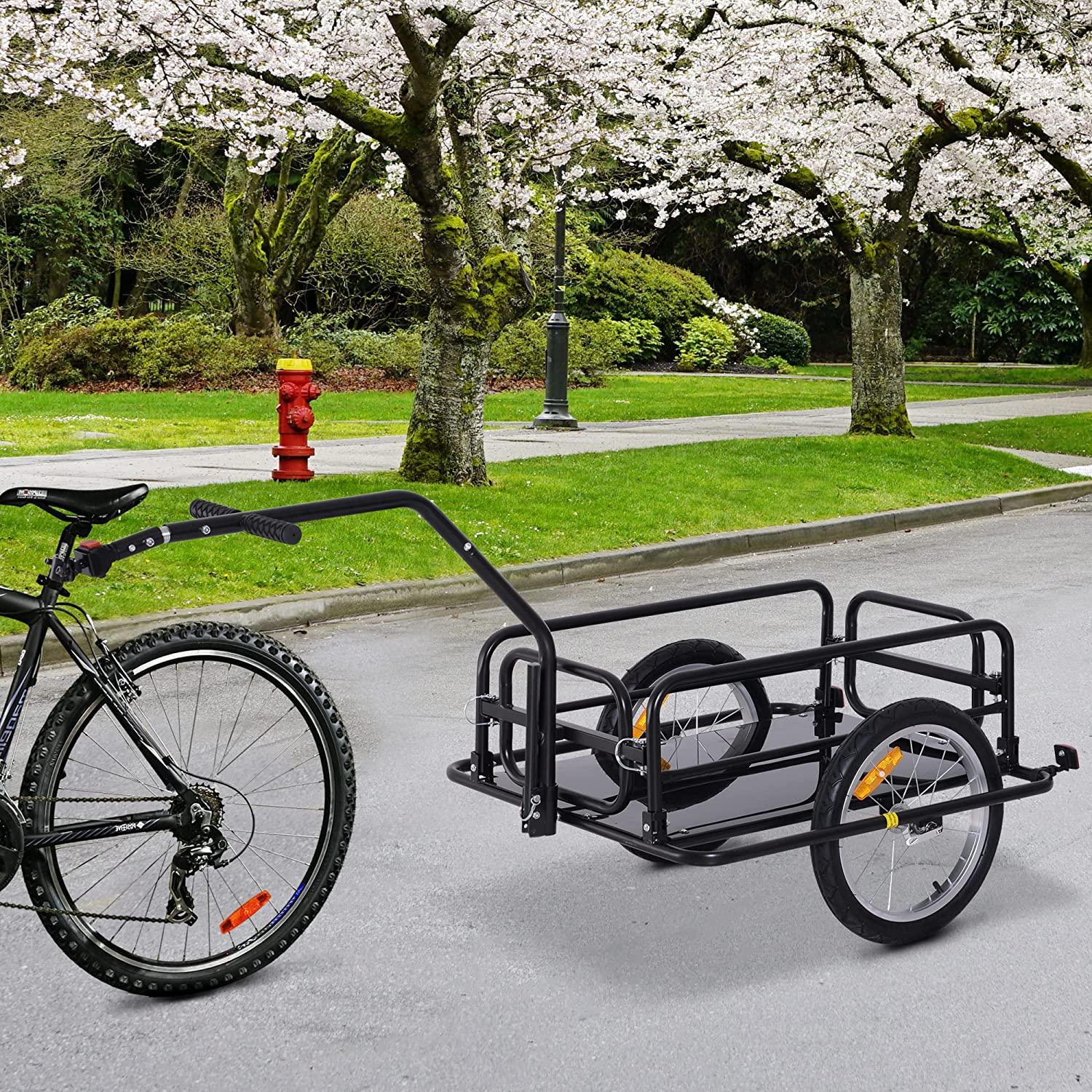 Aosom Foldable Bike Cargo Trailer, 80lbs Capacity, 16��� Wheels, Black, with Hitch