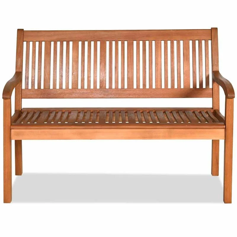 2 Person Eucalyptus Wood Garden Bench Outdoor Park Patio Large Loveseat Chair With Curved Backrest Amp Wide Armrest - Comfortable And Ergonomic Design