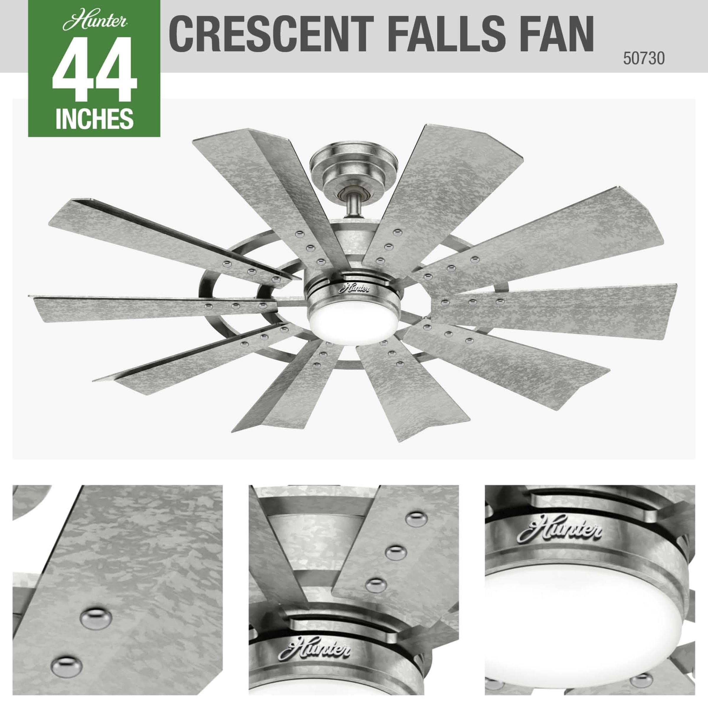 Hunter Fan Company 50730 Crescent Falls Ceiling Fan, 44, Galvanized