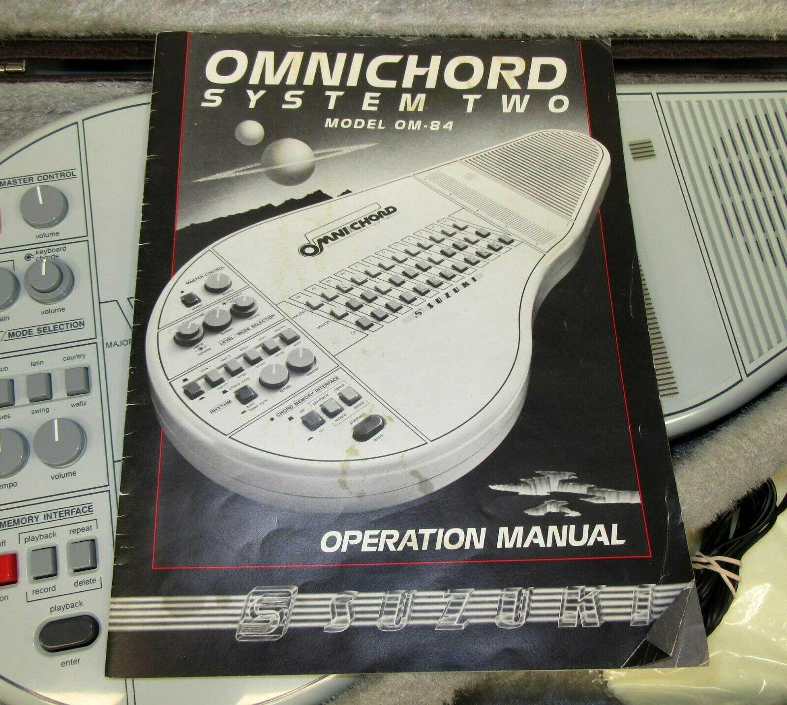 Suzuki Omnichord OM 84 System Two w/ Hard Case Power Supply Manual TESTED! WORKS