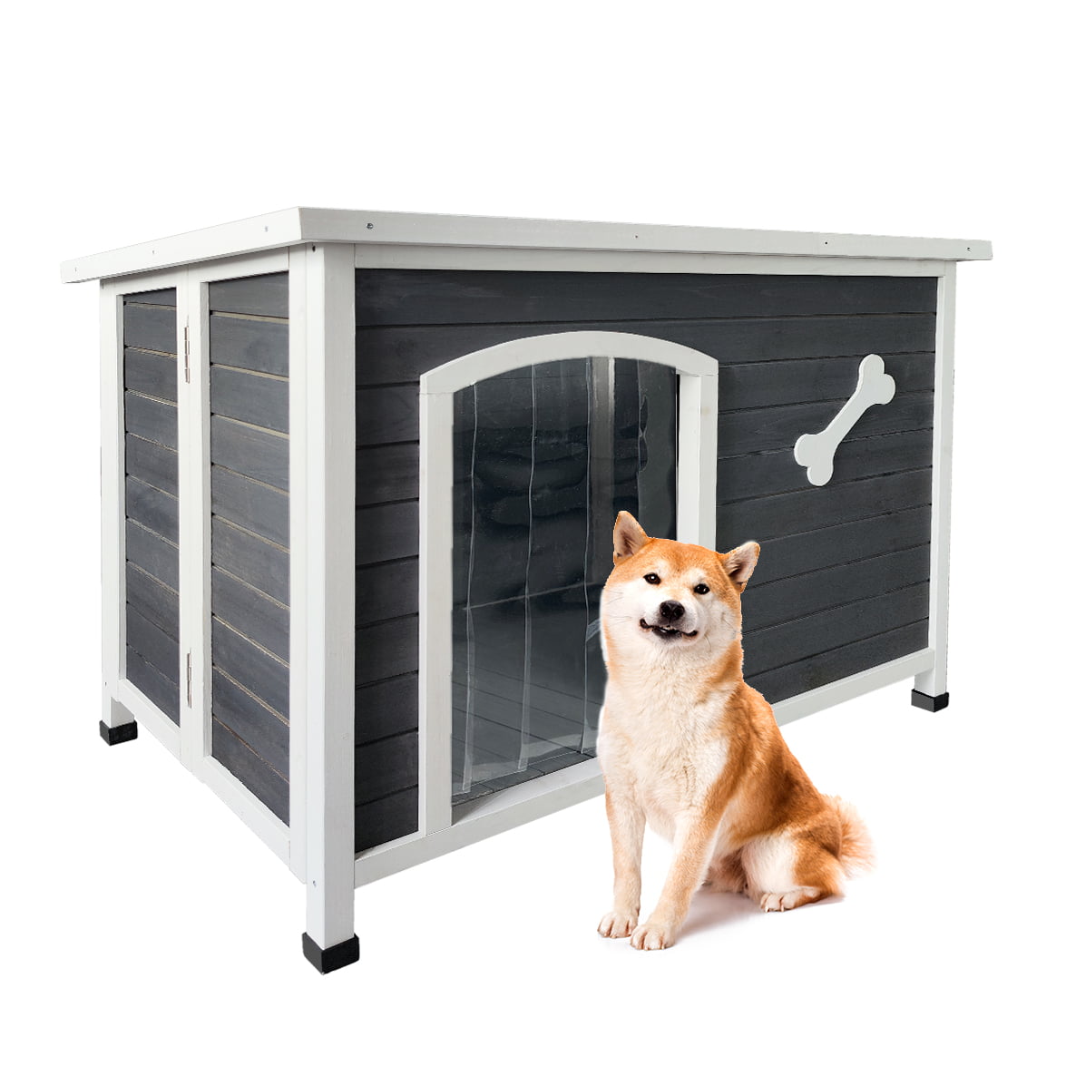 Outdoor Dog House, Large Wooden Waterproof Dog Cage, Windproof Warm Dog Kennel Easy to Assemble