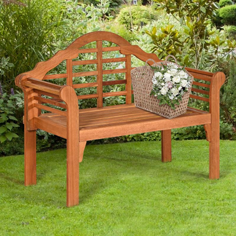 4 Ft Folding Outdoor Bench For Park Garden 2 Person Eucalyptus Wood Bench Loveseat Chair - Comfortable And Ergonomic Design
