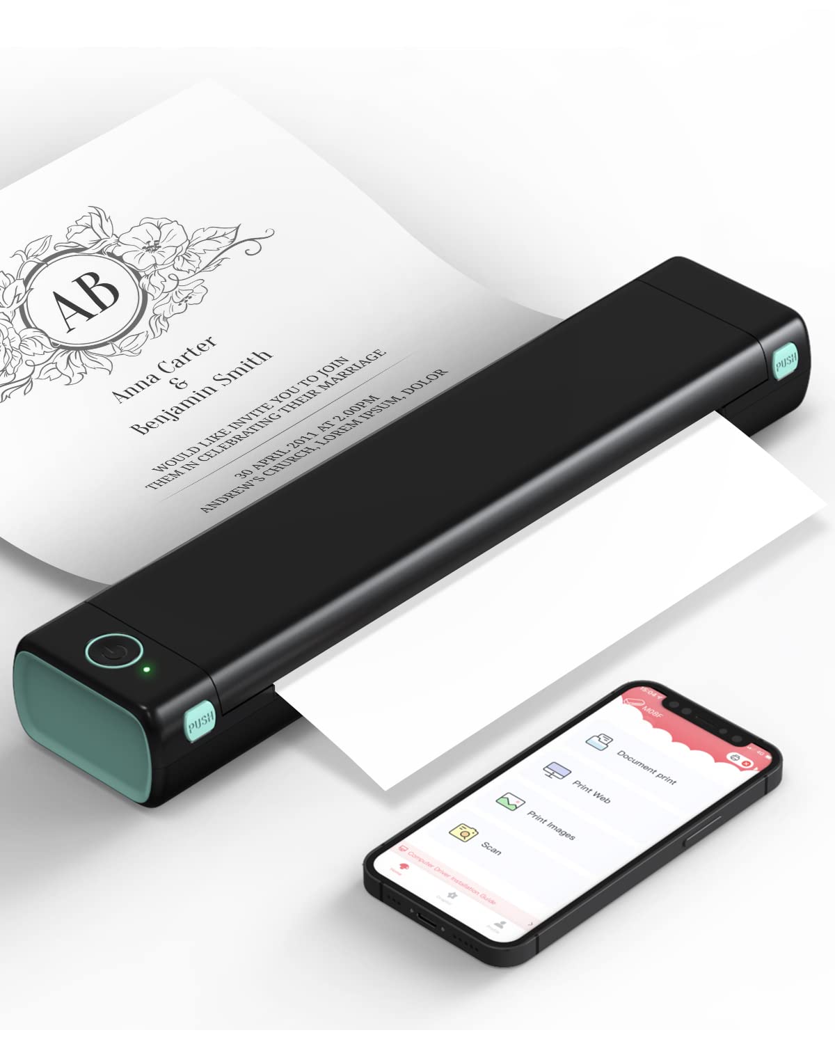 Phomemo Portable Printer Wireless for Travel, Bluetooth Mobile Printer Support 8.5" X 11" US Letter