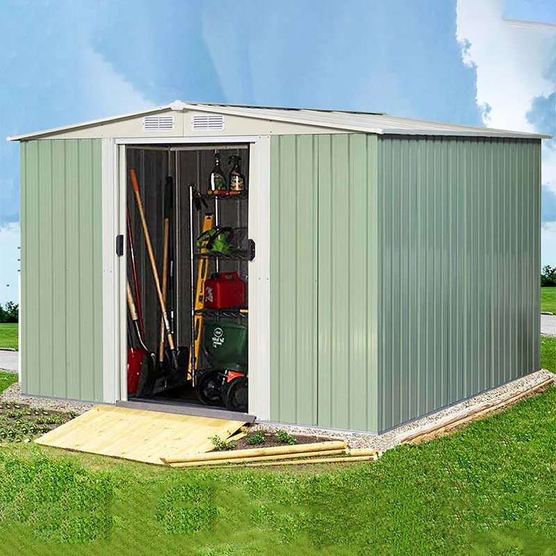 8 X 8 Ft Outdoor Storage Shed Garden Tool Bike Shed Galvanized Metal Shed With Air Vent Amp Slide Door - Durable Tools For Home Projects