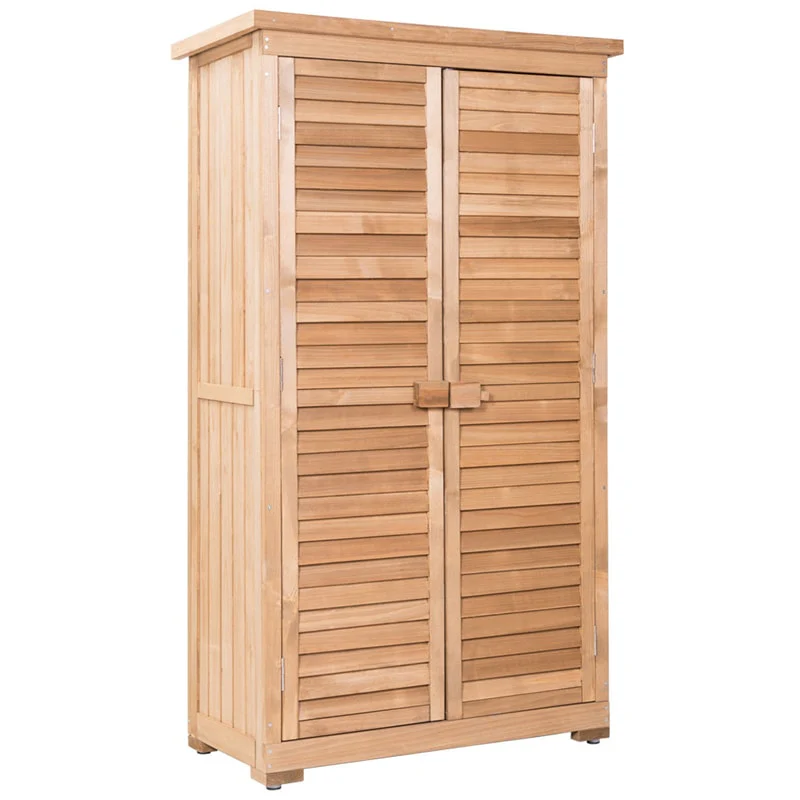 63Quot Wooden Outdoor Storage Shed Garden Tool Cabinet Waterproof Portable Shed With Latch Detachable Shelves - Durable Tools For Home Projects