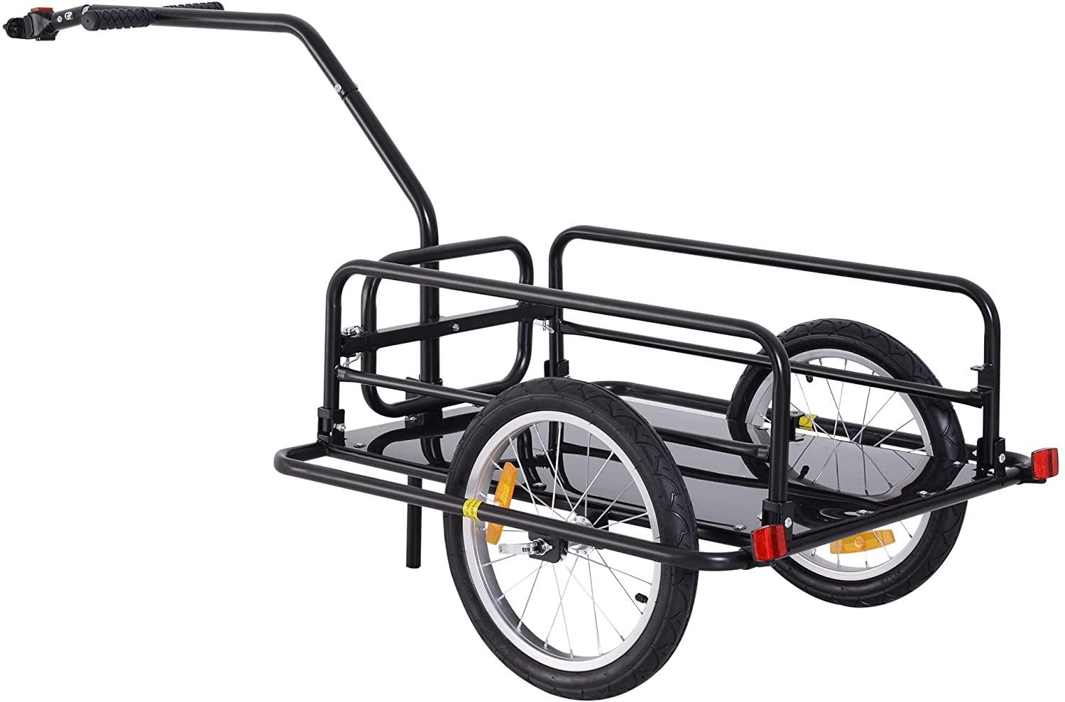 Aosom Foldable Bike Cargo Trailer, 80lbs Capacity, 16��� Wheels, Black, with Hitch