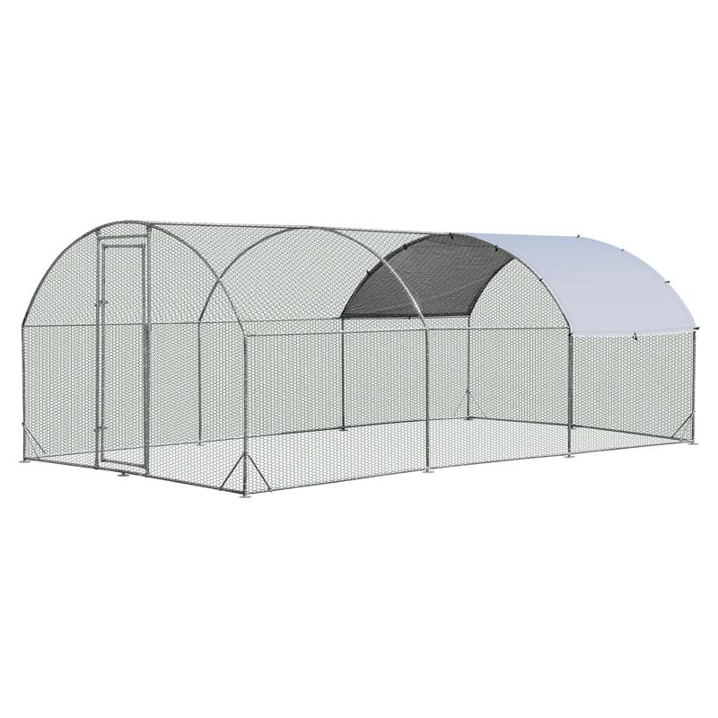 19 Ft Large Metal Chicken Coop Walk In Dome Poultry Cage Hen Run House Rabbits Habitat Cage With Cover - Waterproof Protective Cover