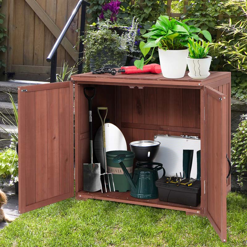 Wooden Garden Storage Cabinet Outdoor Tool Shed For Patio Backyard With Doors 30Quot X 22Quot X 285Quot - Durable Tools For Home Projects