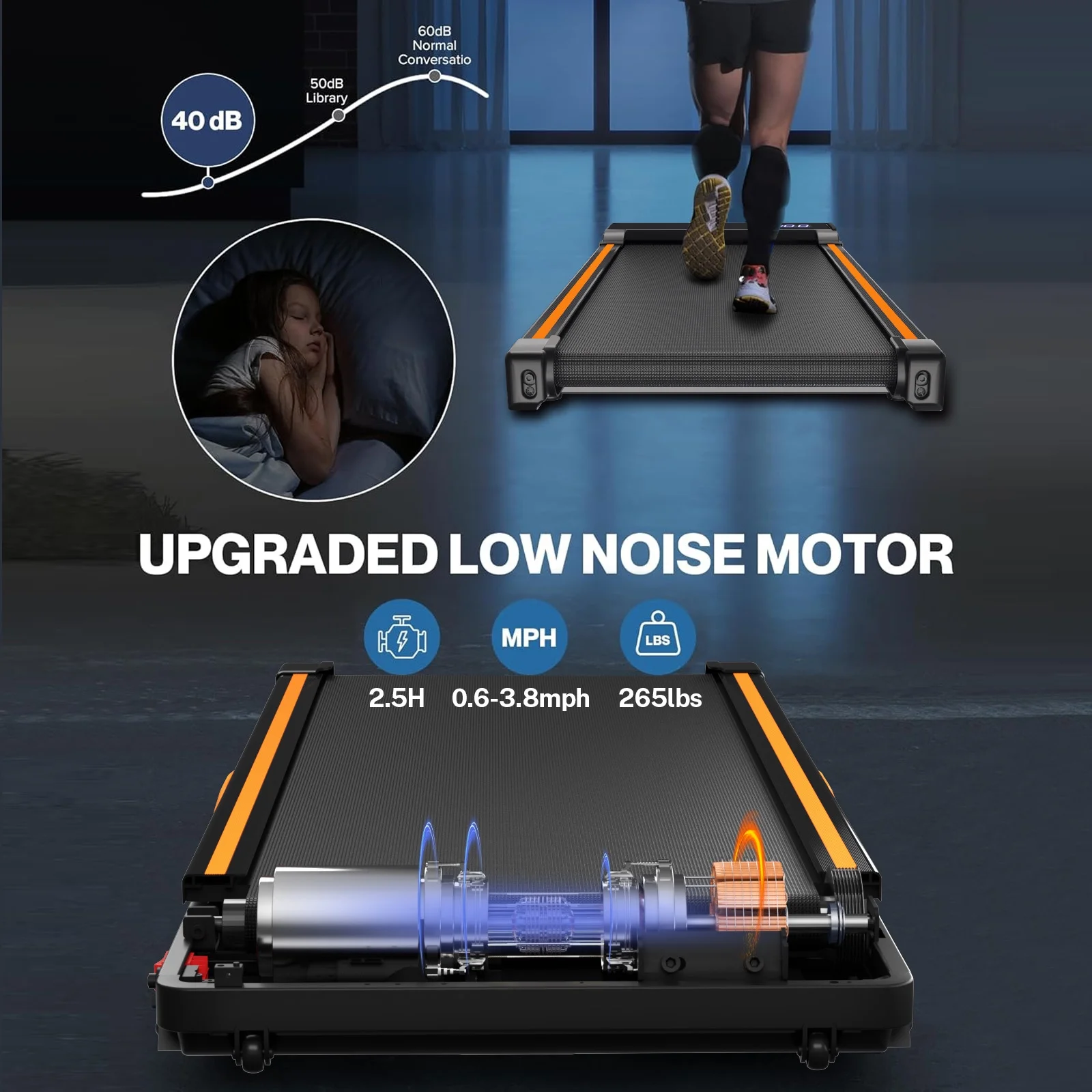 CoolHut Under Desk Treadmill with Incline, 4 in 1 Walking Pad Portable Treadmill for Walking, Running, 2.5HP Low Noise Motor, LED Display, and Remote Control, Black, 265lbs