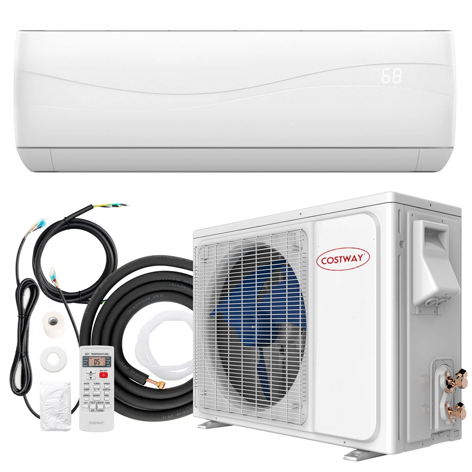 12000Btu 115V Ductless Mini Split Air Conditioner 20 Seer2 Wall Mounted Inverter Ac Unit With Heat Pump