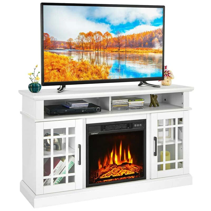 48Quot Tv Console With 18Quot Fireplace Insert Fireplace Tv Stand For Tvs Up To 50 Inches 1400W Electric Fireplace Heater