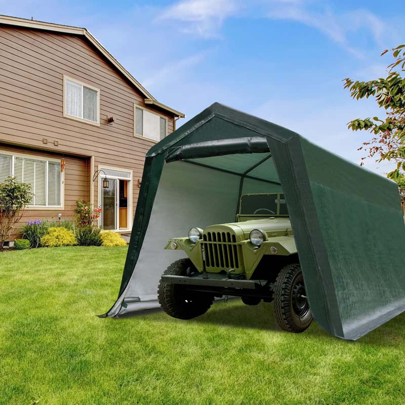 8 X 14 Ft Heavy Duty Steel Enclosed Carport Car Tent Canopy Outdoor Garage Storage Shelter Shed With Waterproof Ripstop Cover - Waterproof Protective Cover