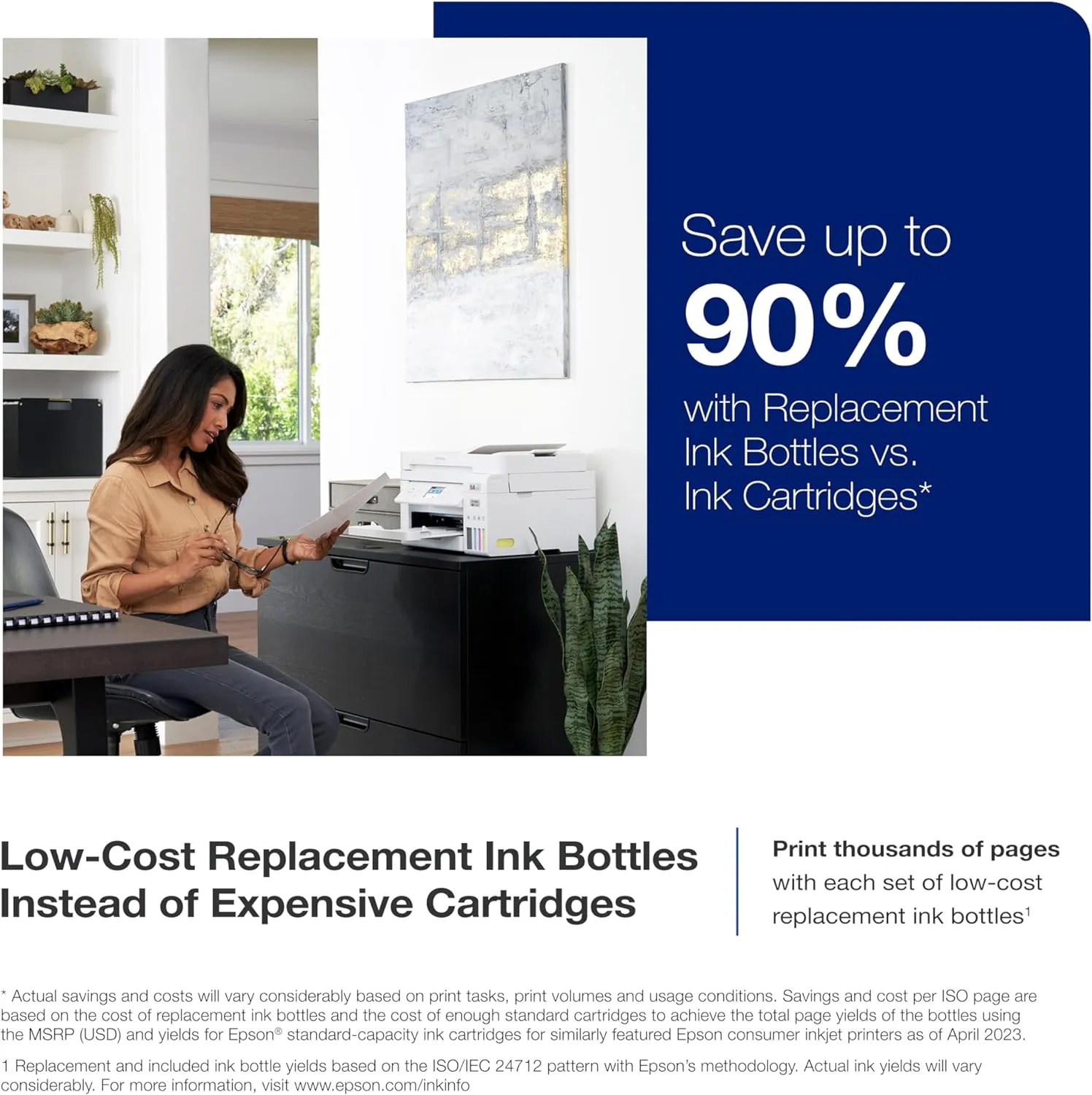 ET-4800 Wireless All-in-One Cartridge-Free Supertank Printer with Scanner, Copier, Fax, ADF and Ethernet �C Ideal-for Your Home Office, White