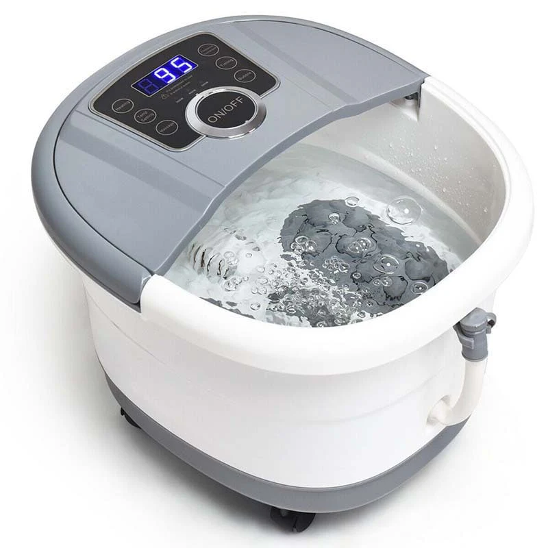 Heated Foot Spa Bath Massager With Bubbles 16 Pedicure Shiatsu Roller Massage Points Electric Foot Soaker Tub