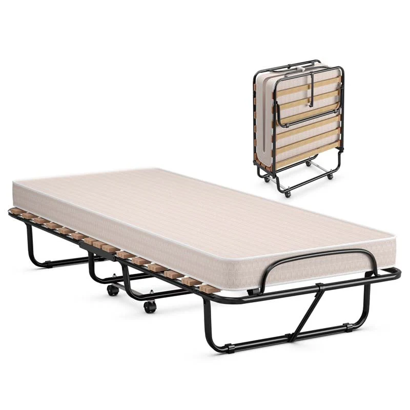 75Quot X 315Quot Rollaway Bed With Mattress Folding Guest Bed Portable Sleeper Bed Cot