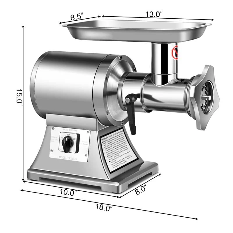 Heavy Duty 550Lbh 1100W Commercial Grade Meat Grinder Stainless Steel Electric Food Grinder Processer
