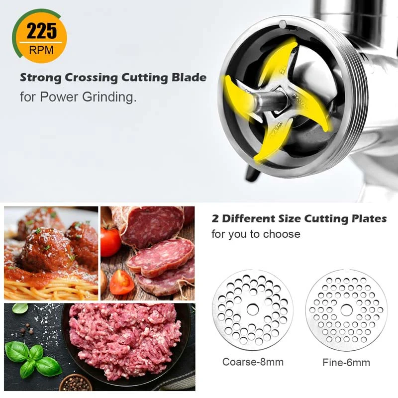 Heavy Duty 550Lbh 1100W Commercial Grade Meat Grinder Stainless Steel Electric Food Grinder Processer