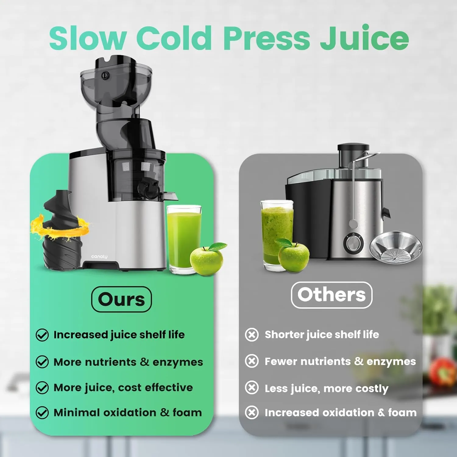 Chew Juicer, 3.5 inch (88 mm) powerful slow cooling juicer, large feed tank