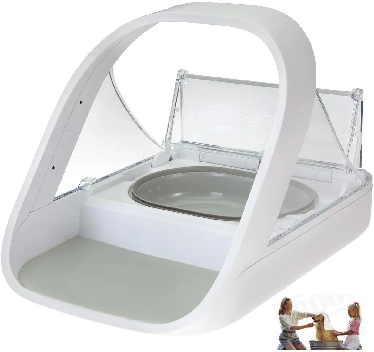 SureFeed Automatic Microchip Pet Feeder for Cats �C Dual Wet & Dry Food Compartments, Lightweight Design, Includes Pet Towel