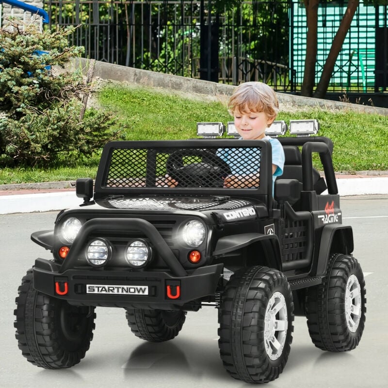 Kids Ride On Jeep Car 12V Battery Powered Electric Riding Toy Truck With Remote Control Lights Amp Music