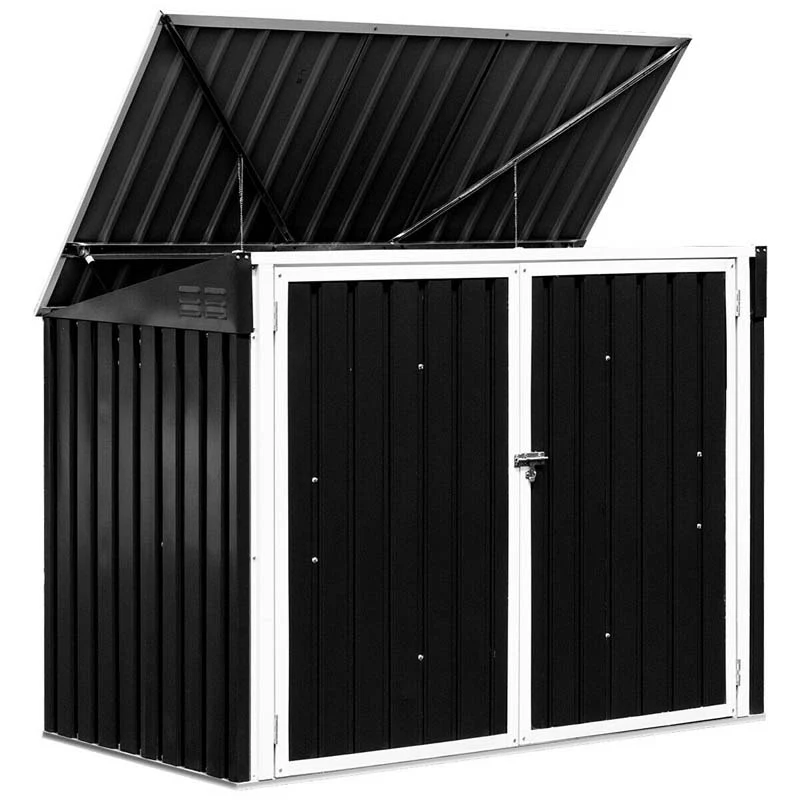 6 X 3 Ft Horizontal Metal Storage Shed Outdoor Garbage Bin Enclosure Multi Function Storage Cabinet For Garden Yard