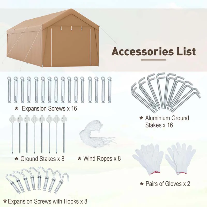 10 X 20 Ft Heavy Duty Carport Portable Garage Tent With Steel Frame Amp Sidewalls Outdoor Car Canopy Shelter For Truck Suv Boat