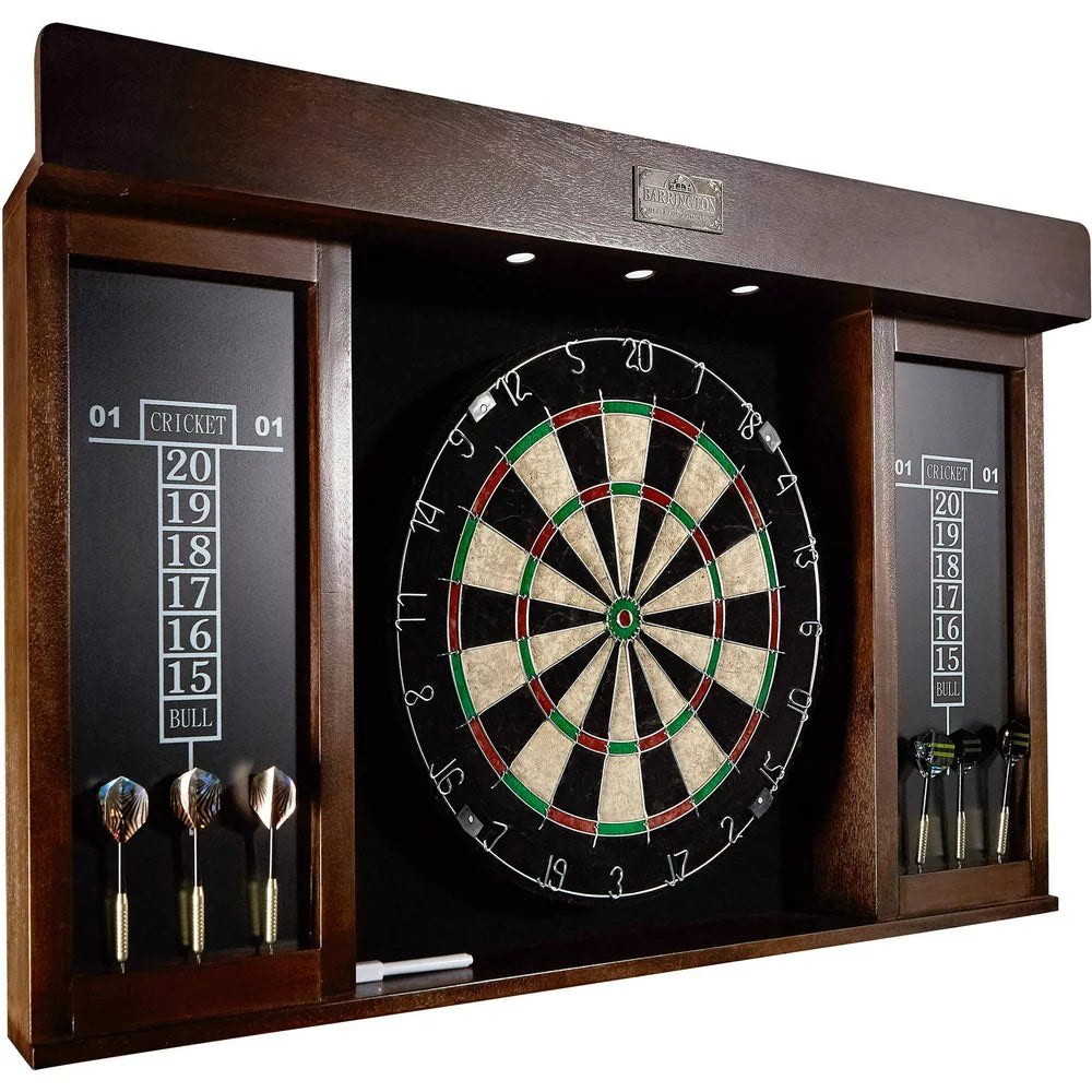 Barrington 40 Inch Dartboard Cabinet with LED Lights, 40 Inch X 4.375 Inch X 24.625 Inch