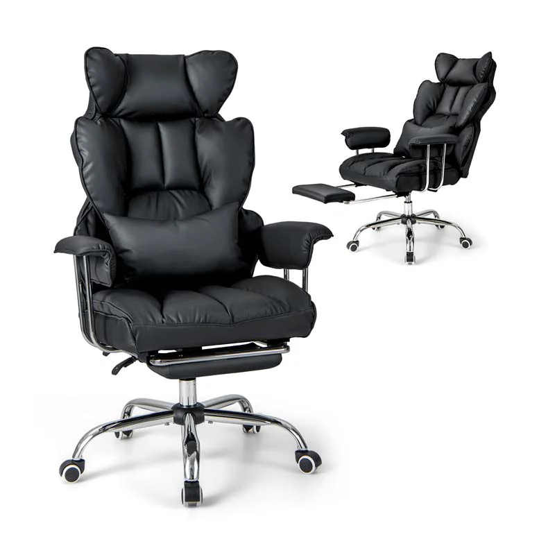 High Back Big Amp Tall Executive Office Chair With Reclining Backrest Amp Retractable Footrest Pu Leather Swivel Computer Task Chair - Comfortable And Ergonomic Design