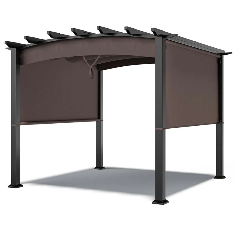 10 X 10 Ft Patio Metal Pergola With Retractable Canopy Heavy Duty Outdoor Pergola For Deck Backyard Garden