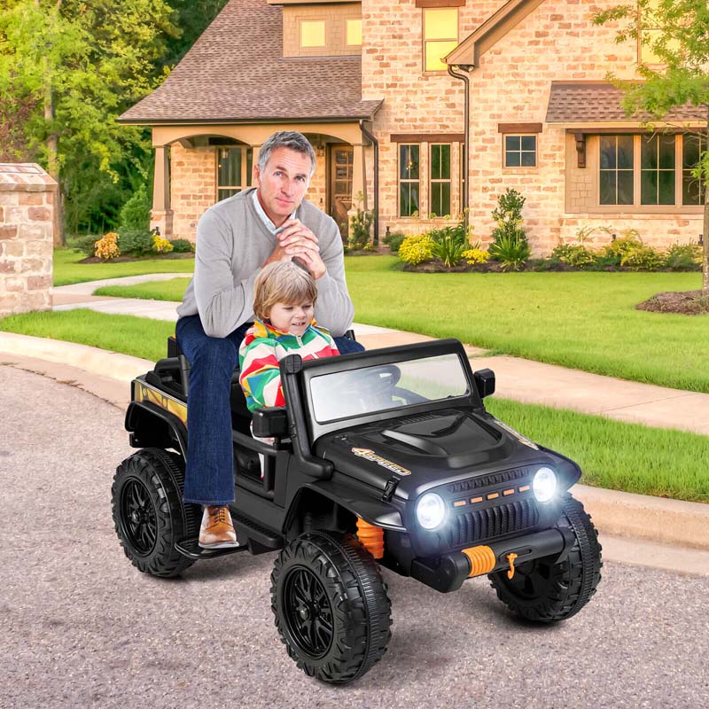 Parent Child Ride On Truck 12V 10Ah Battery Powered Rc Riding Toy Car With Trunk Amp Suspension Springs