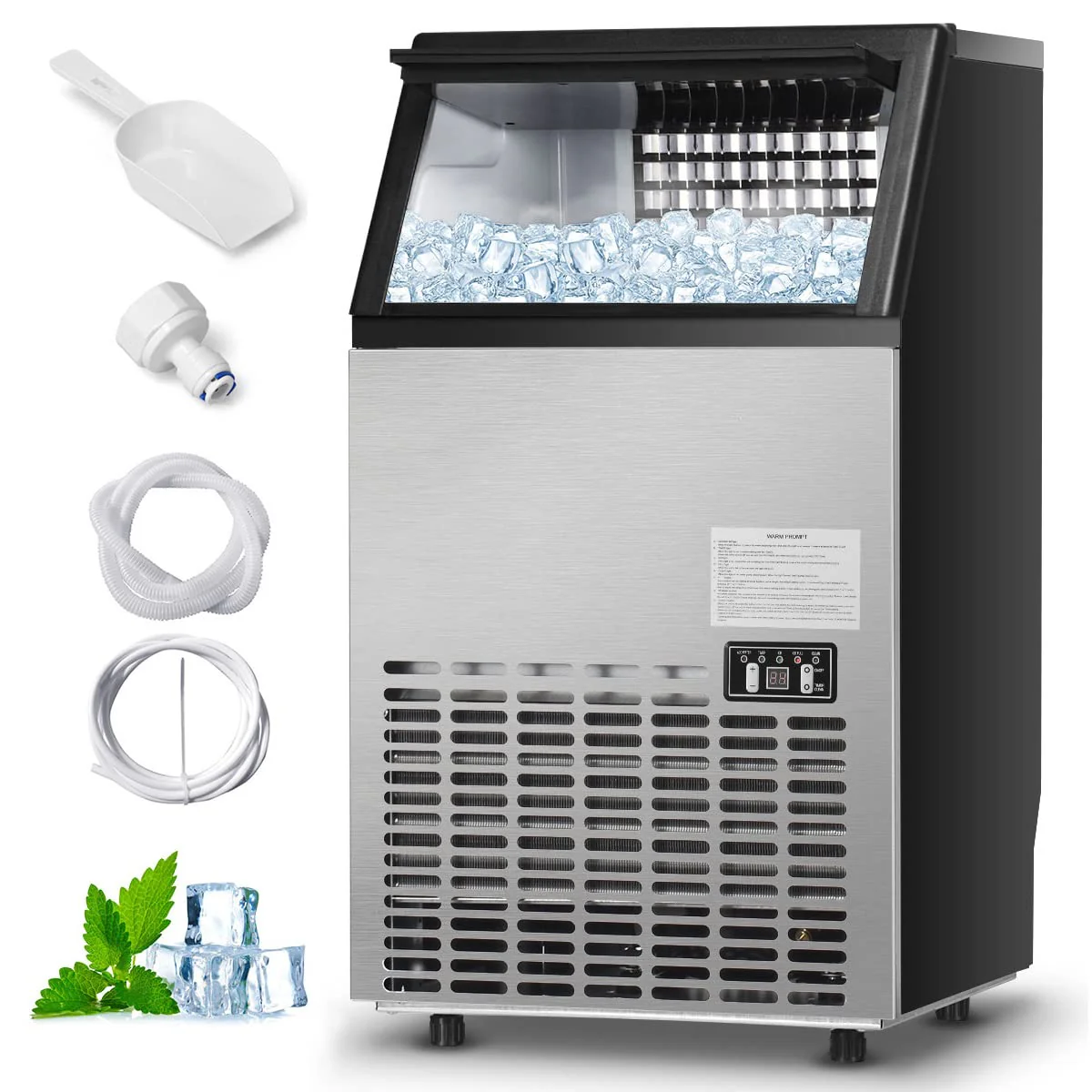 110Lbs24H Commercial Ice Maker With 33Lbs Storage Capacity Free Standing Ice Machine